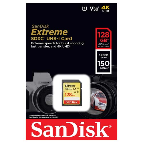 کارت حافظه سندیسک مدل SanDisk 128GB Extreme SDXC UHS-I U3