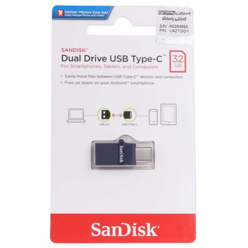 فلش مموری 32GB سندیسک SanDisk Dual Drive OTG Type-C USB2.0