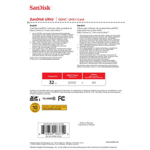 کارت حافظه سندیسک مدل SanDisk 32GB Ultra SDHC UHS-I 120MB/s