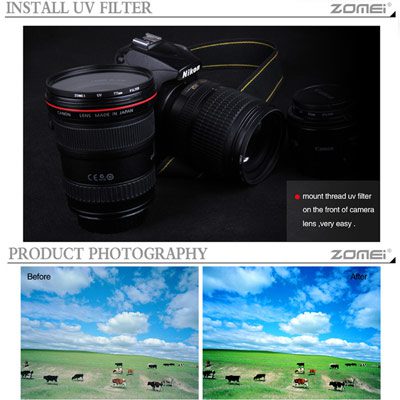 فیلتر لنز یووی زومی Zomei UV 49mm Filter