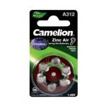 باتری سمعک سکه ای کملیون Camelion A312 Hearing Aid بسته 12 عددی