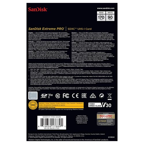 کارت حافظه سندیسک مدل SanDisk 1TB Extreme Pro 170MB/s SDXC UHS-I U3