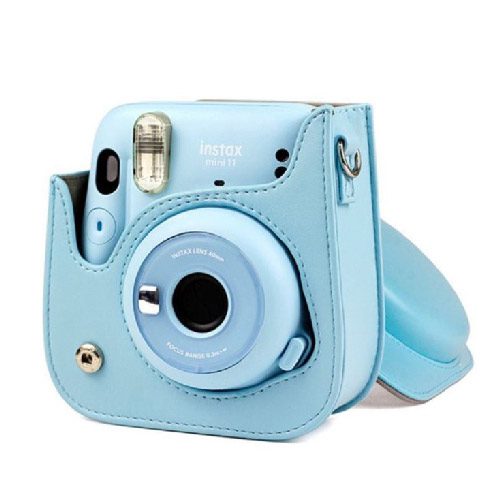 کیف چرمی دوربین فوجی فیلم مناسب FujiFilm Instax mini 11 Blue Bag