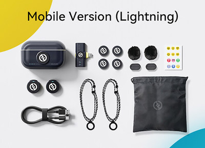 میکروفون یقه ای دوکاربر بی سیم هالیلند Hollyland Lark M2 Duo Lightning (Shine Charcoal)