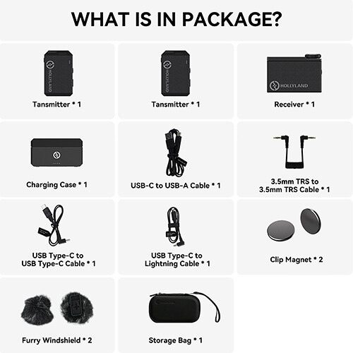 میکروفون یقه ای دو کاربر بی سیم هالی لند Hollyland Lark MAX Duo Microphone