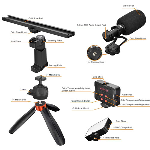 کیت تولید کننده محتوا همراه نور و میکروفون کامیکا Comica CVM-VM10-K5
