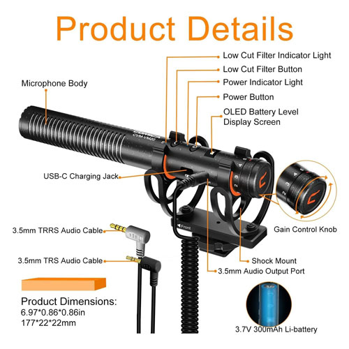 میکروفون شاتگان کامیکا Comica CVM-VM20 Shotgun Microphone