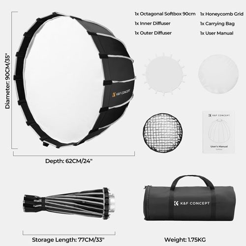 پارابولیک پرتابل کی اند اف K&F Parabolic Portable 90cm