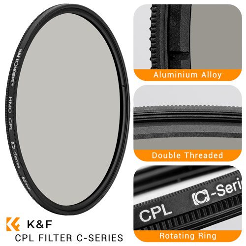 فیلتر لنز پولاریزه کی اند اف K&F C-Series HMC CPL 82mm