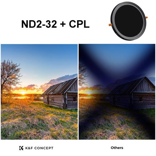 فیلتر ان دی متغیر و پولاریزه کی اند اف K&F C Variable ND 2-32 + CPL 72mm
