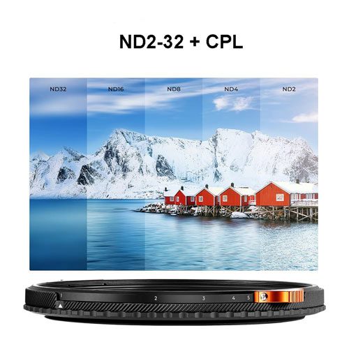 فیلتر ان دی متغیر و پولاریزه کی اند اف K&F C Variable ND 2-32 + CPL 77mm