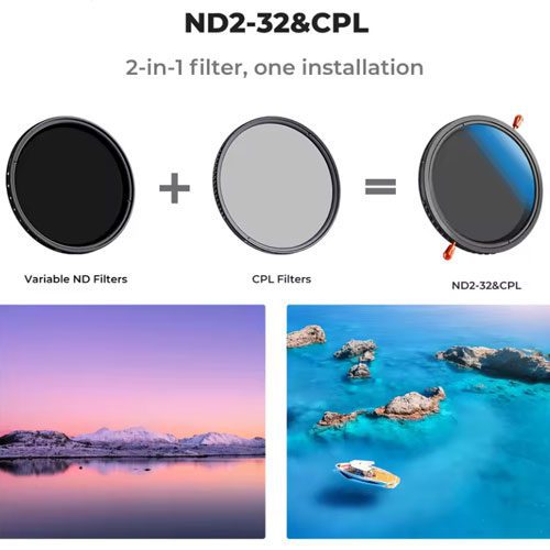 فیلتر ان دی متغیر و پولاریزه کی اند اف K&F C Variable ND 2-32 + CPL 77mm