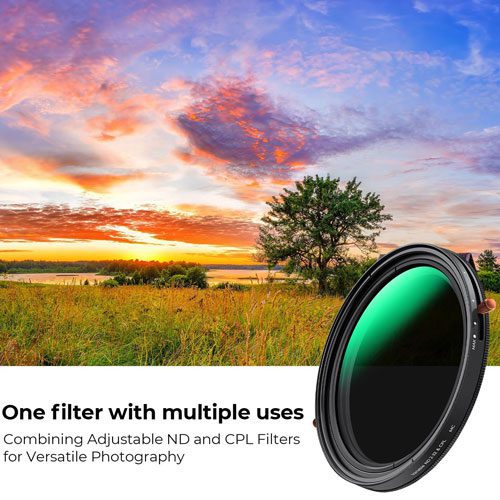 فیلتر ان دی متغیر و پولاریزه کی اند اف K&F C Variable ND 2-32 + CPL 82mm