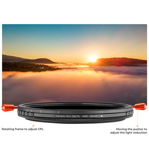 فیلتر ان دی متغیر و پولاریزه کی اند اف K&F C Variable ND 2-32 + CPL 82mm