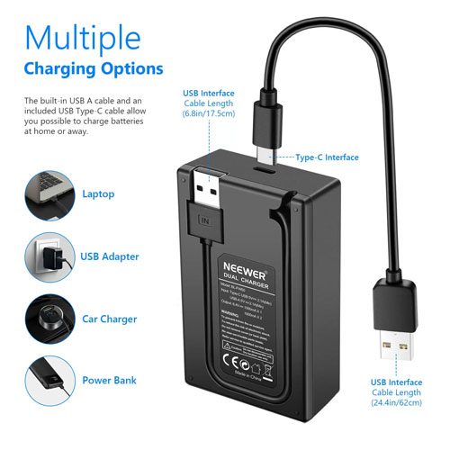 باتری و شارژر دو قلوی نیوور Neewer Fw50 Battery With Charger