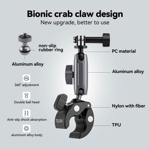 پایه نگهدارنده دوربین های ورزشی تلسین Telesin Universal Tube Clamp