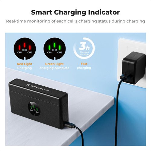 باتری و شارژر سه تایی گوپرو 13 کی اند اف K&F Concept Hero 13 Battery Charger