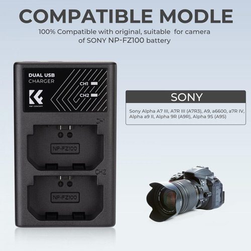 شارژر دوتایی سونی کی اند اف K&F NP-FZ100 Battery Charger