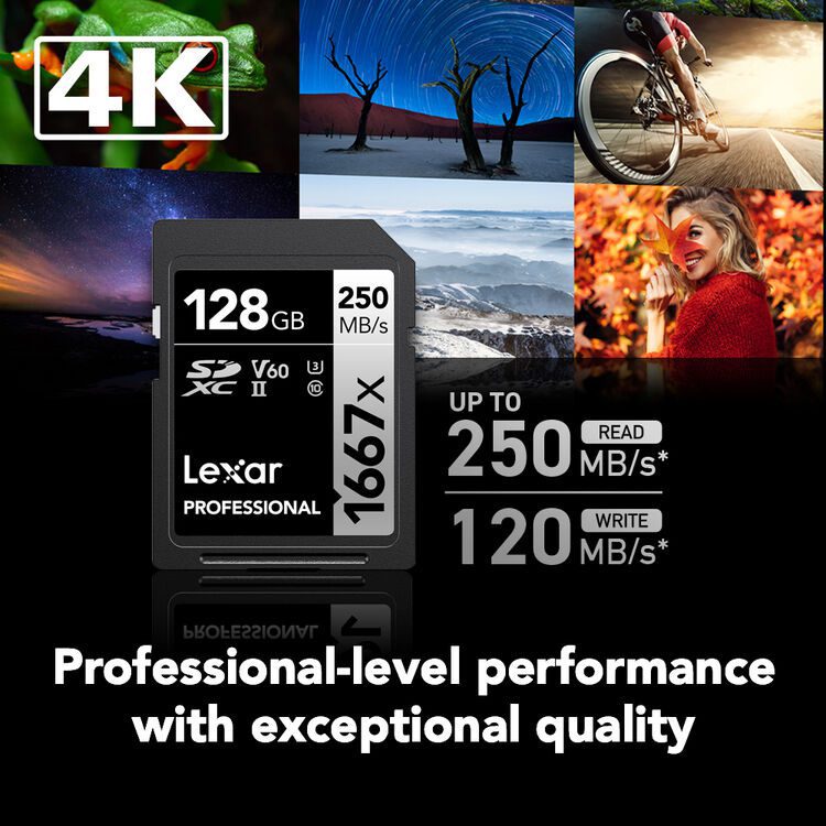 Lexar 128GB Professional 250MB/s 1667x UHS-II SDXC