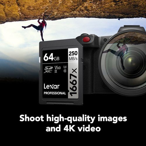 کارت حافظه لکسار Lexar 64GB Professional 250MB/s 1667x UHS-II SDXC