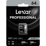 کارت حافظه لکسار Lexar 64GB Professional 250MB/s 1667x UHS-II SDXC