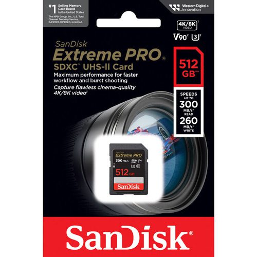 کارت حافظه سندیسک SanDisk 512GB Extreme PRO 300MB/s UHS-II SDXC
