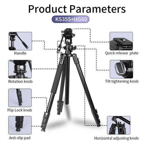 سه پایه عکاسی جیماری Jmary KS355+HG60 Tripod