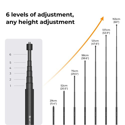مونوپاد و سه پایه دوربین ورزشی کی اند اف K&F Invisible Selfie Stick MS-07
