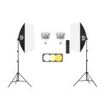 کیت دو شاخه سافت باکس لامپی Softbox 50×70 Bi-Color + پایه و لامپ