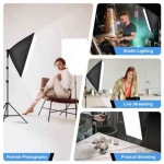 کیت سه شاخه سافت باکس لامپی Softbox 50×70 Bi-Color + پایه و لامپ