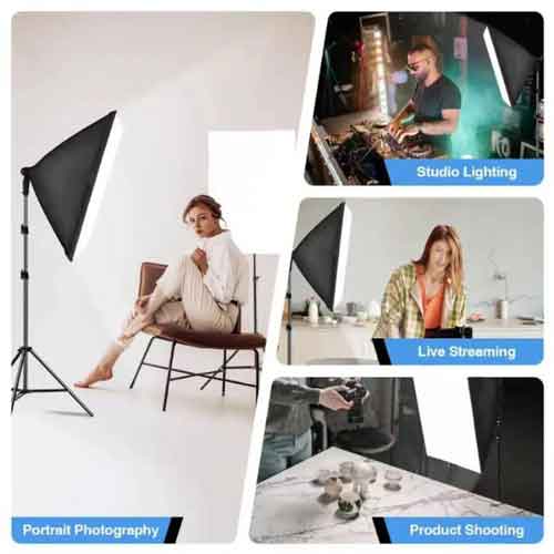 کیت سه شاخه سافت باکس لامپی Softbox 50×70 Bi-Color + پایه و لامپ