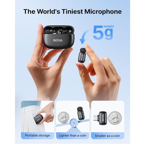 میکروفون بی سیم دو کاربر بویا مدل Boya mini 2-01 Type-C/Lightning