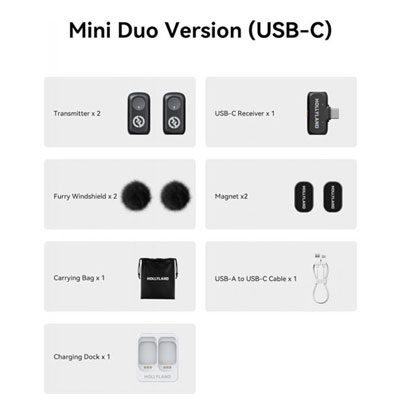 میکروفون یقه ای بی سیم هالی لند Hollyland Lark A1 Mini Duo 2Person USB-C