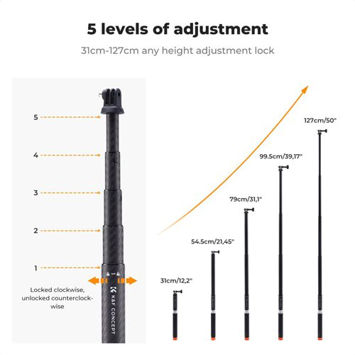 مونوپاد دوربین ورزشی کی اند اف K&F Invisible Carbon Monopod MS-22
