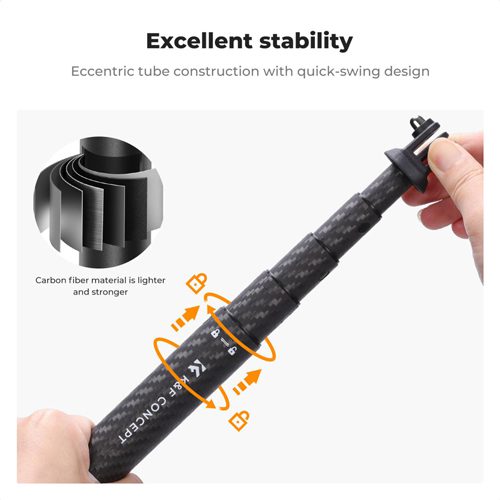 مونوپاد دوربین ورزشی کی اند اف K&F Invisible Carbon Monopod MS-22