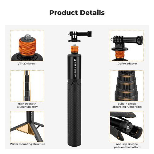 مونوپاد و سه پایه دوربین ورزشی کی اند اف K&F Invisible Selfie Stick MS-21