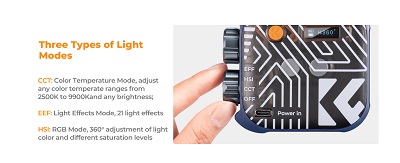 نور جیبی کی اند اف K&F Concept 34.036V2 RGB Video Light