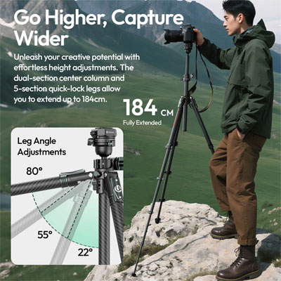 سه پایه دوربین اولانزی Ulanzi JJ05 GildeGo Carbon Camera Tripod