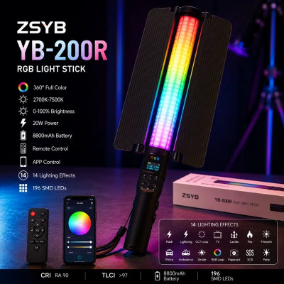 باتوم لایت زد اس وای بی ZSYB YB200R RGB Tube Light
